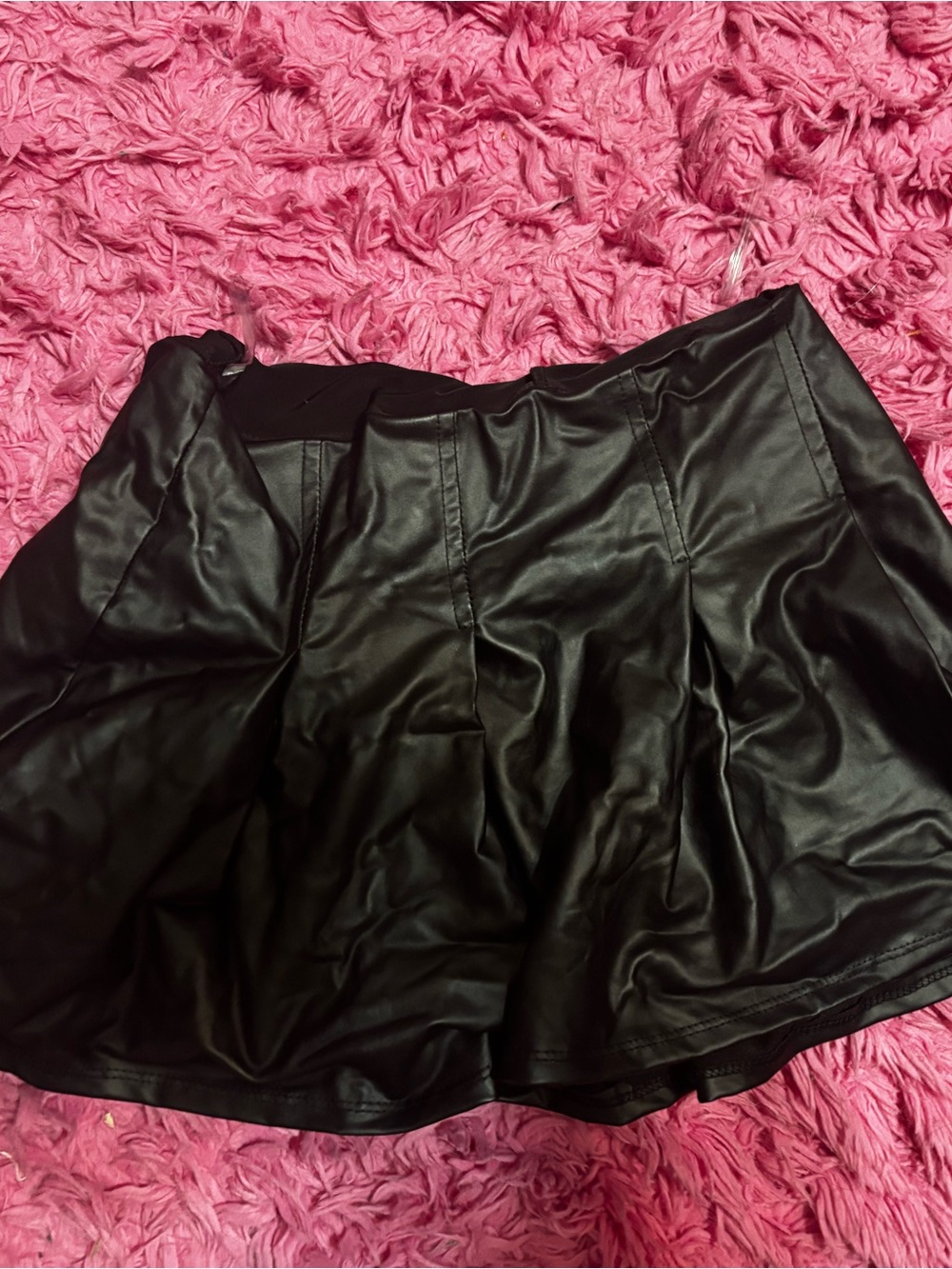 Black Faux Leather Flared Skirt